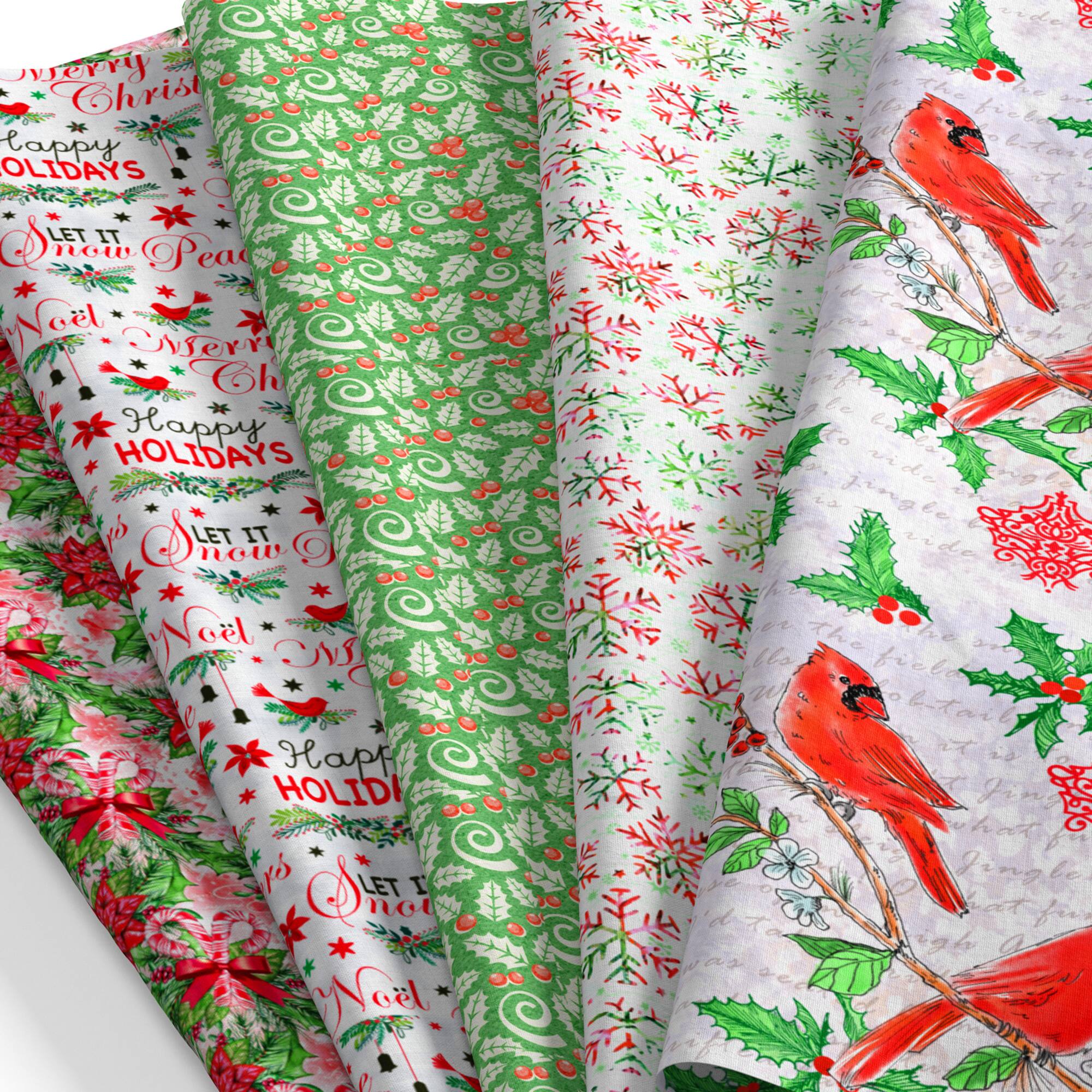 SINGER Christmas Cardinals 5 Piece Fat Quarter Bundle